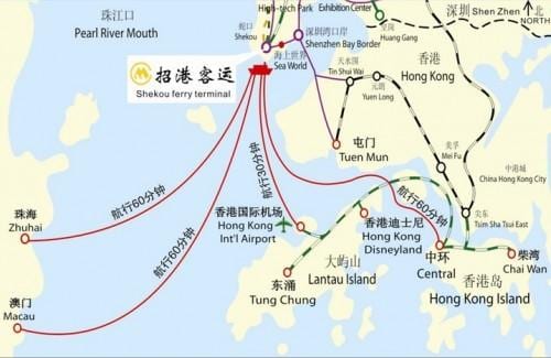 zemljevid shekou ferry terminal