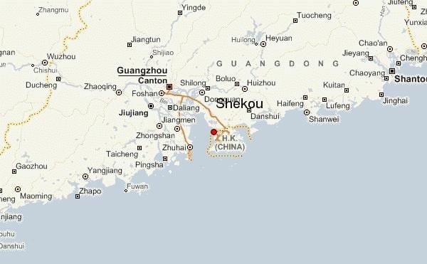 shekou Kitajska zemljevid