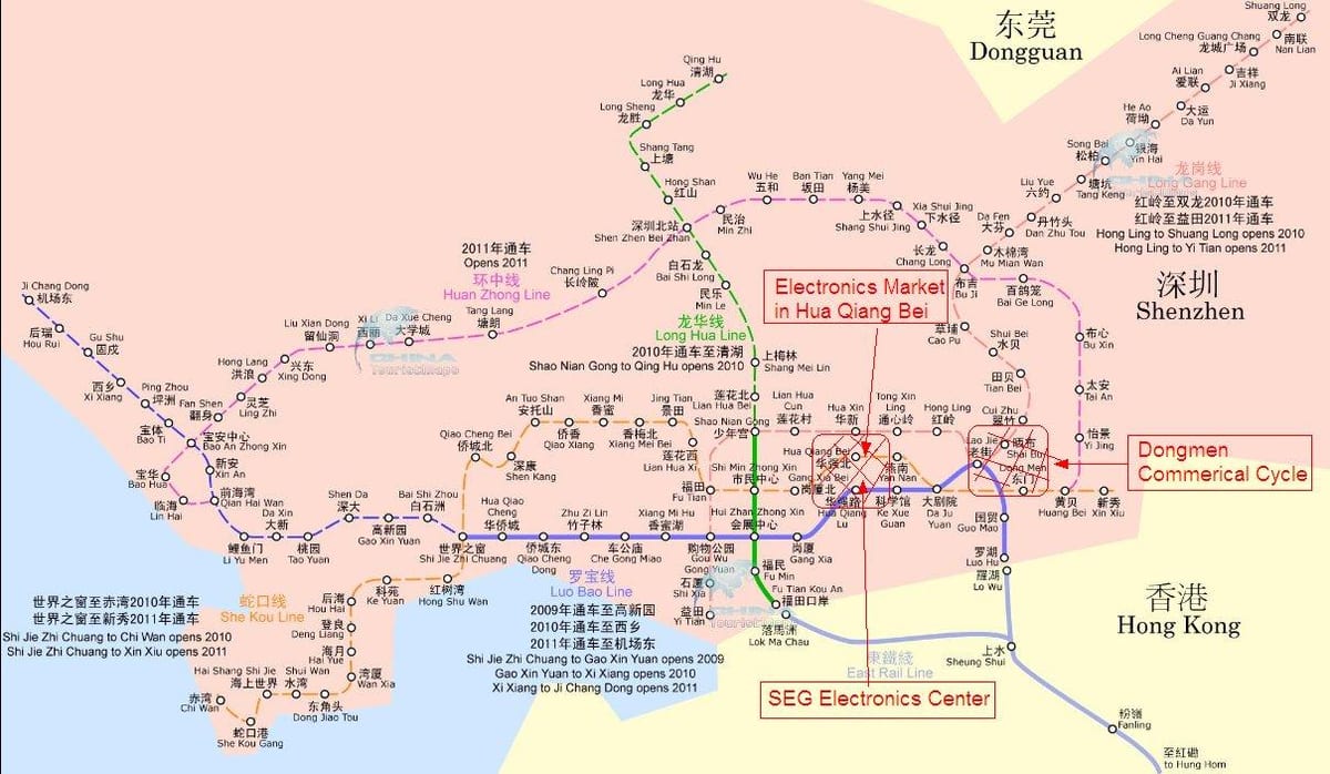 zemljevid Shenzhen elektronika trgu