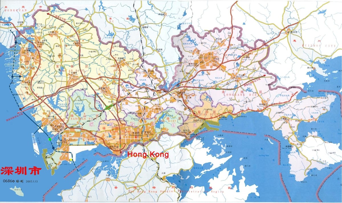 zemljevid Shenzhen ems Kitajska