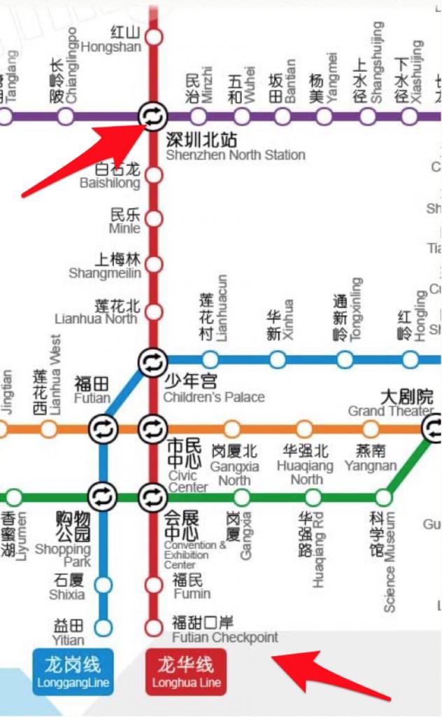 zemljevid Shenzhen severno postajo