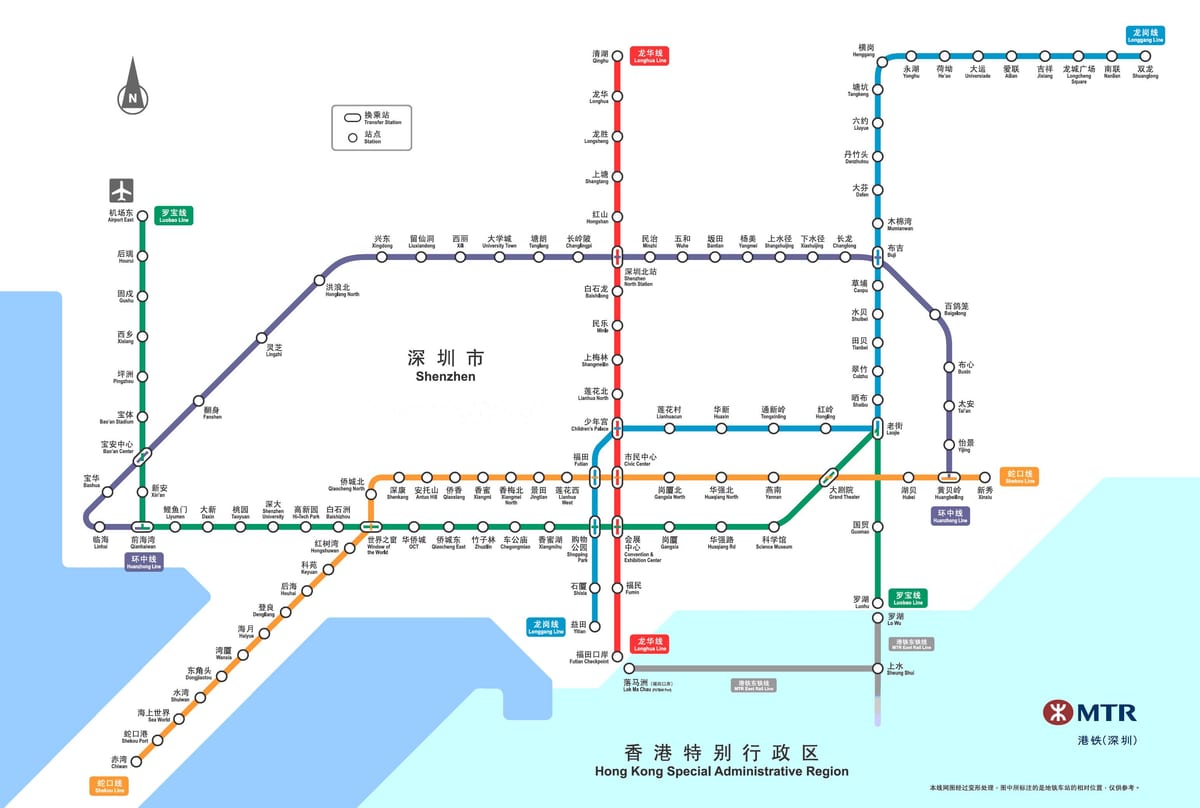 Shenzhen železniške zemljevid
