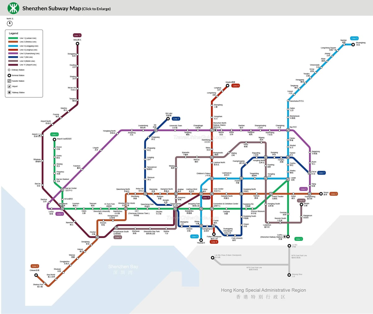Shenzhen mtr zemljevid