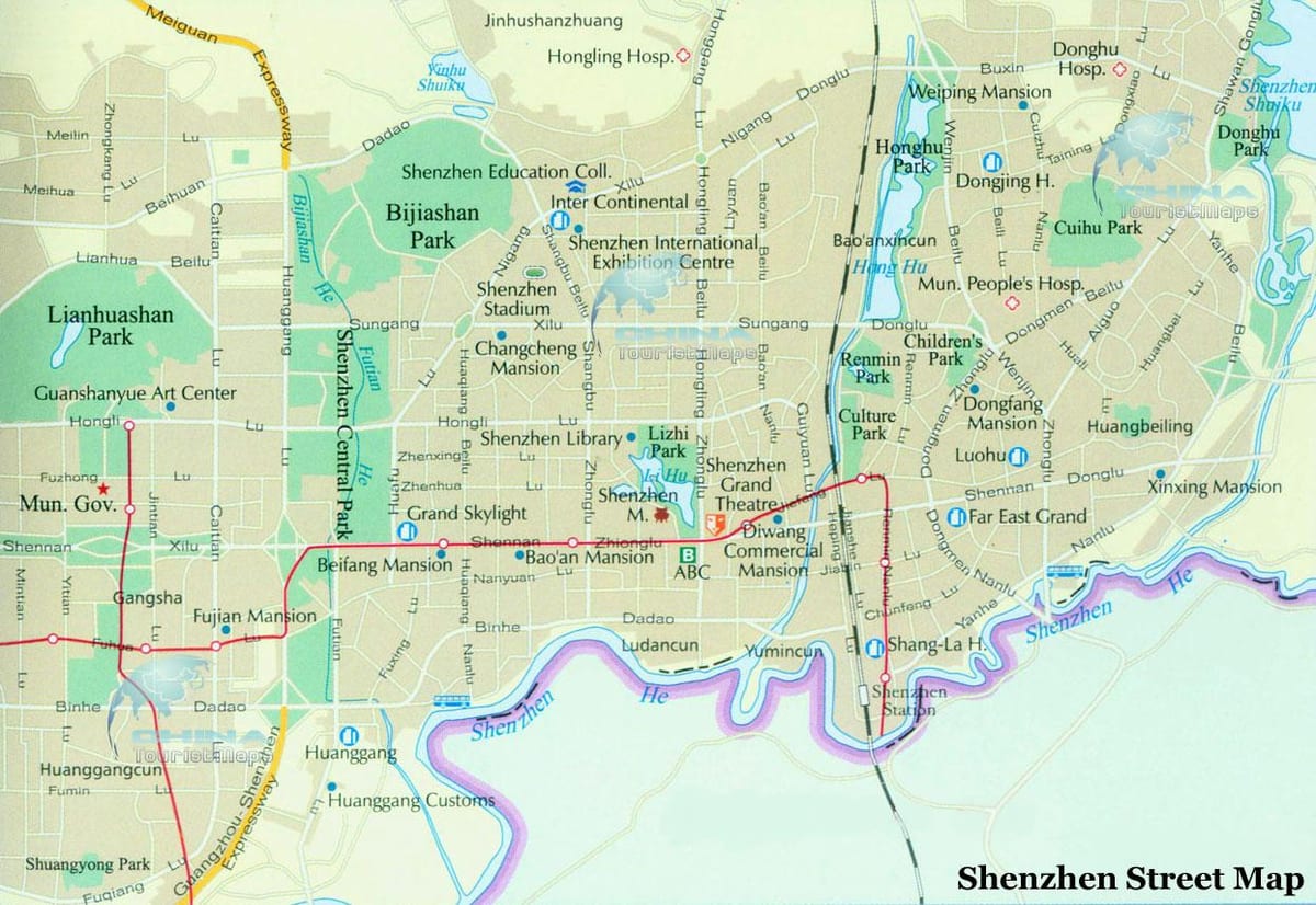 zemljevid Shenzhen okolišev